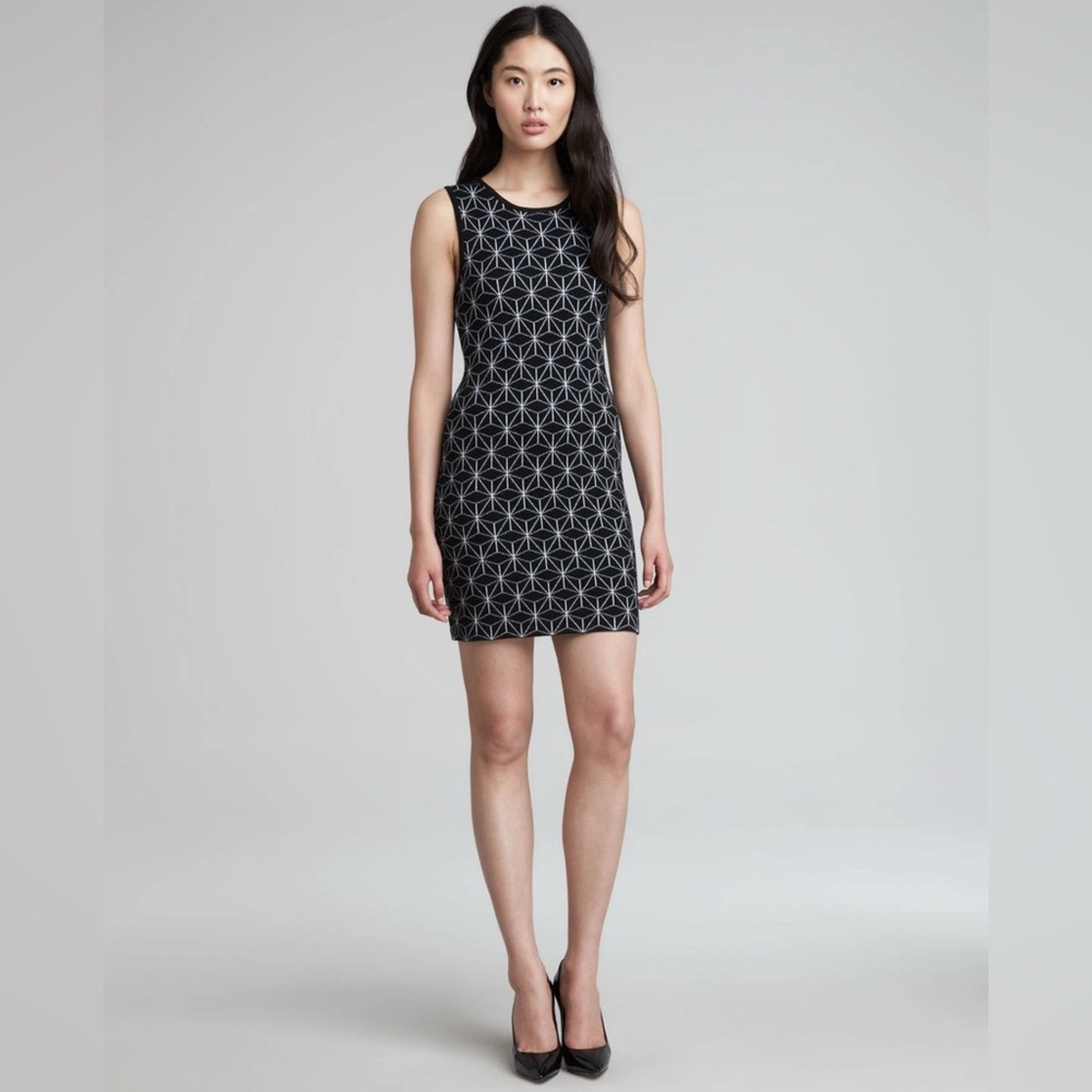 Alice + Olivia Bently Black Gray Wool Knit Mini Dress Sleeveless Size S